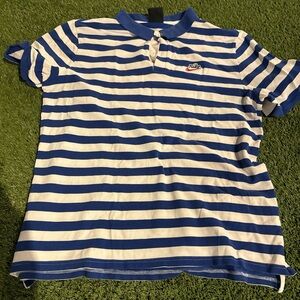 Nike Blue and White Striped Polo Shirt